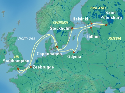 Baltic, Russia Cruise Itinerary Map