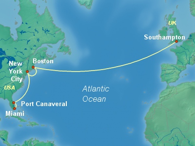 Transatlantic Cruise Itinerary Map