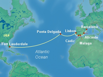 Transatlantic Cruise Itinerary Map