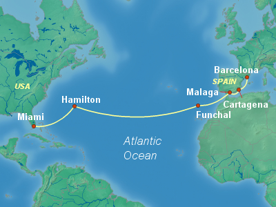 Transatlantic Cruise Itinerary Map