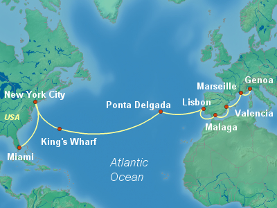 Transatlantic Cruise Itinerary Map