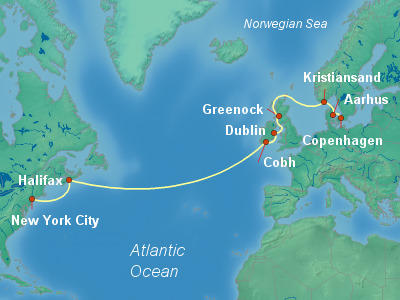 Transatlantic Cruise Itinerary Map