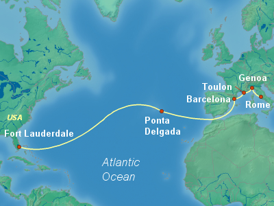 Transatlantic Cruise Itinerary Map