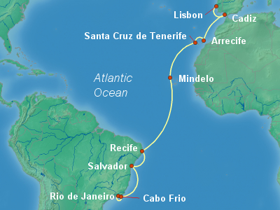 Transatlantic Cruise Itinerary Map