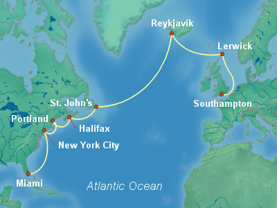 Transatlantic Cruise Itinerary Map