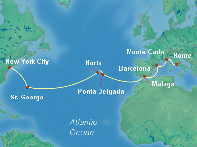 Transatlantic Cruise Itinerary Map