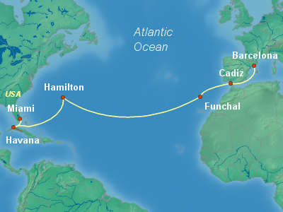 Transatlantic Cruise Itinerary Map