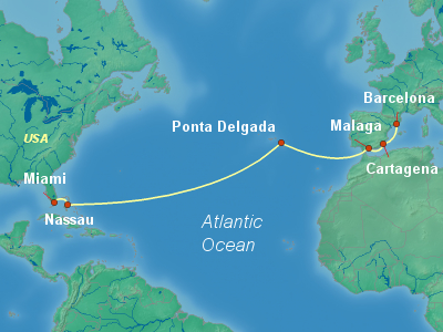Transatlantic Cruise Itinerary Map