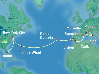 Transatlantic Cruise Itinerary Map