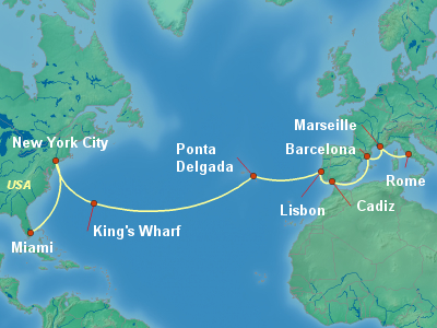 Transatlantic Cruise Itinerary Map