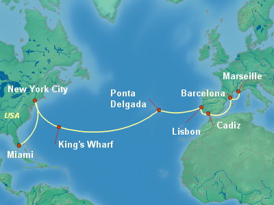 Transatlantic Cruise Itinerary Map