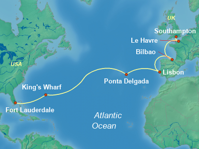 Transatlantic Cruise Itinerary Map