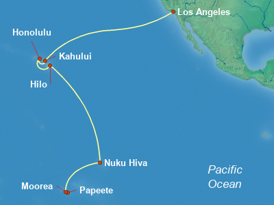 Hawaii, Tahiti, Pacific Islands Cruise Itinerary Map