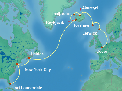 Transatlantic Cruise Itinerary Map