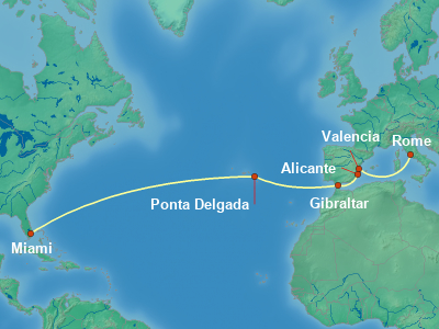 Transatlantic Cruise Itinerary Map