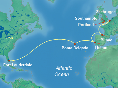 Transatlantic Cruise Itinerary Map