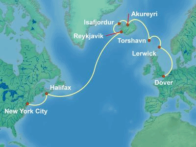 Transatlantic Cruise Itinerary Map
