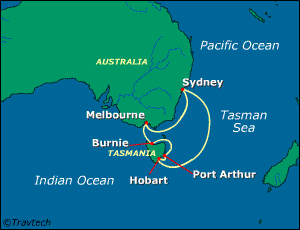 Australia, New Zealand Cruise Itinerary Map