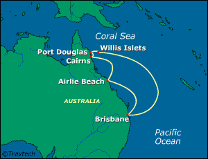 Australia, New Zealand Cruise Itinerary Map