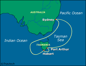 Australia, New Zealand Cruise Itinerary Map
