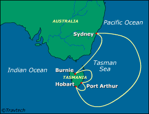Australia, New Zealand Cruise Itinerary Map