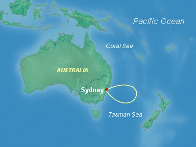 Australia, New Zealand Cruise Itinerary Map