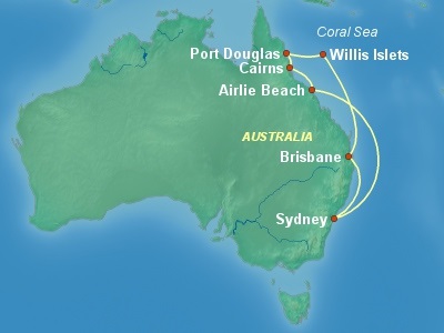 Australia, New Zealand Cruise Itinerary Map