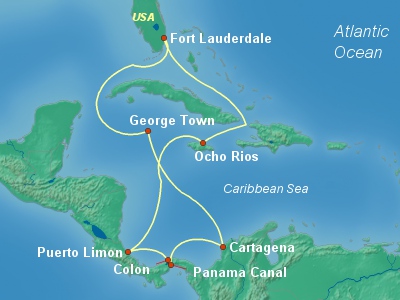 Panama Canal Cruise Itinerary Map