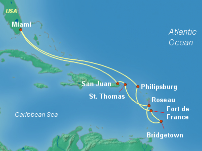 Caribbean Cruise Itinerary Map