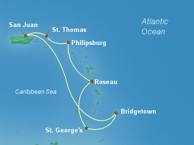 Caribbean Cruise Itinerary Map
