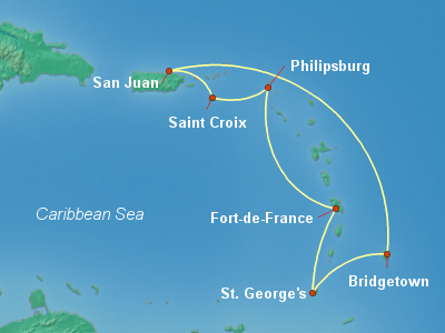 Caribbean Cruise Itinerary Map