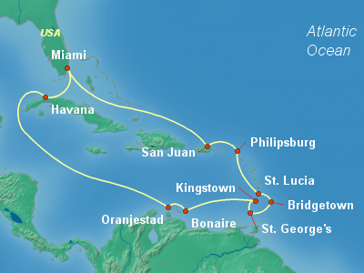 Caribbean Cruise Itinerary Map