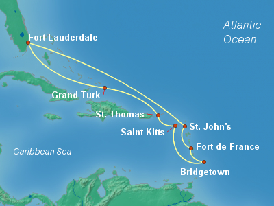 Caribbean Cruise Itinerary Map