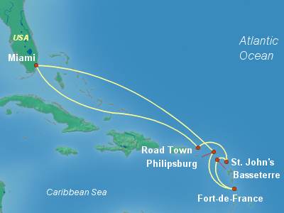Caribbean, Bahamas Cruise Itinerary Map