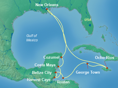 Caribbean Cruise Itinerary Map