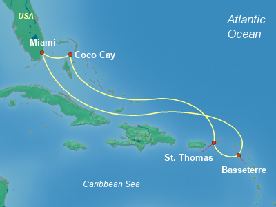 Caribbean, Bahamas Cruise Itinerary Map