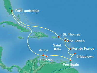 Caribbean Cruise Itinerary Map