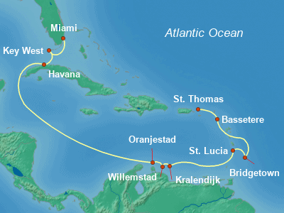 Caribbean Cruise Itinerary Map