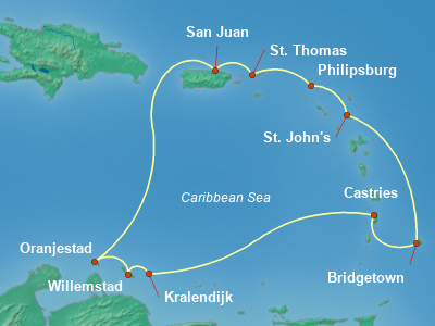 Caribbean Cruise Itinerary Map