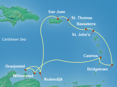 Caribbean Cruise Itinerary Map