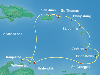 Caribbean Cruise Itinerary Map