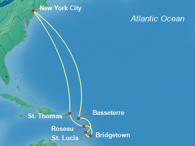 Caribbean, Bahamas Cruise Itinerary Map