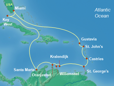Caribbean Cruise Itinerary Map