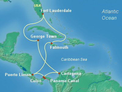 Panama Canal Cruise Itinerary Map