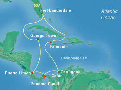Panama Canal Cruise Itinerary Map