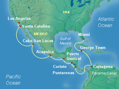 Panama Canal Cruise Itinerary Map