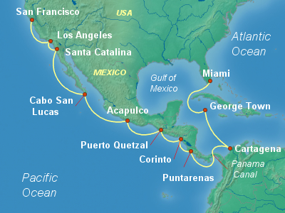 Panama Canal Cruise Itinerary Map