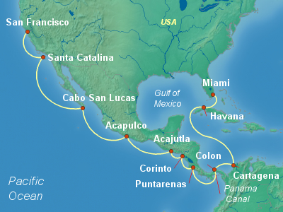 Panama Canal Cruise Itinerary Map