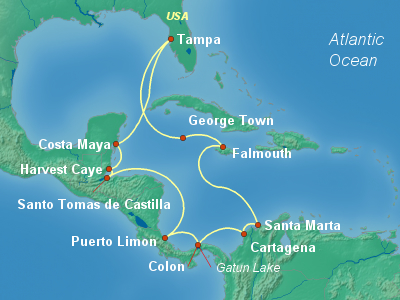 Central America Cruise Itinerary Map
