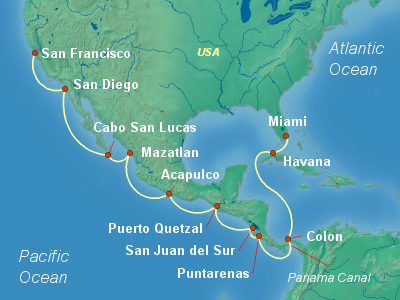 Panama Canal Cruise Itinerary Map